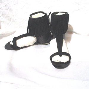 NEW NWT GIUSEPPE ZANOTTI BALMAIN Fringe Ankle Sandal Flat Boho Shoe 36.5 Suede H